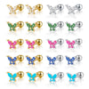925 Sterling Silver Butterfly Piercing Screw Earrings With Colored Diamond For Women