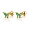 925 Sterling Silver Butterfly Piercing Screw Earrings With Colored Diamond For Women