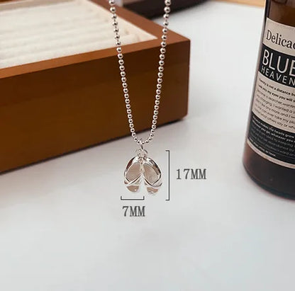 Sterling Silver Casual Chain Solid Color Pendant Necklace