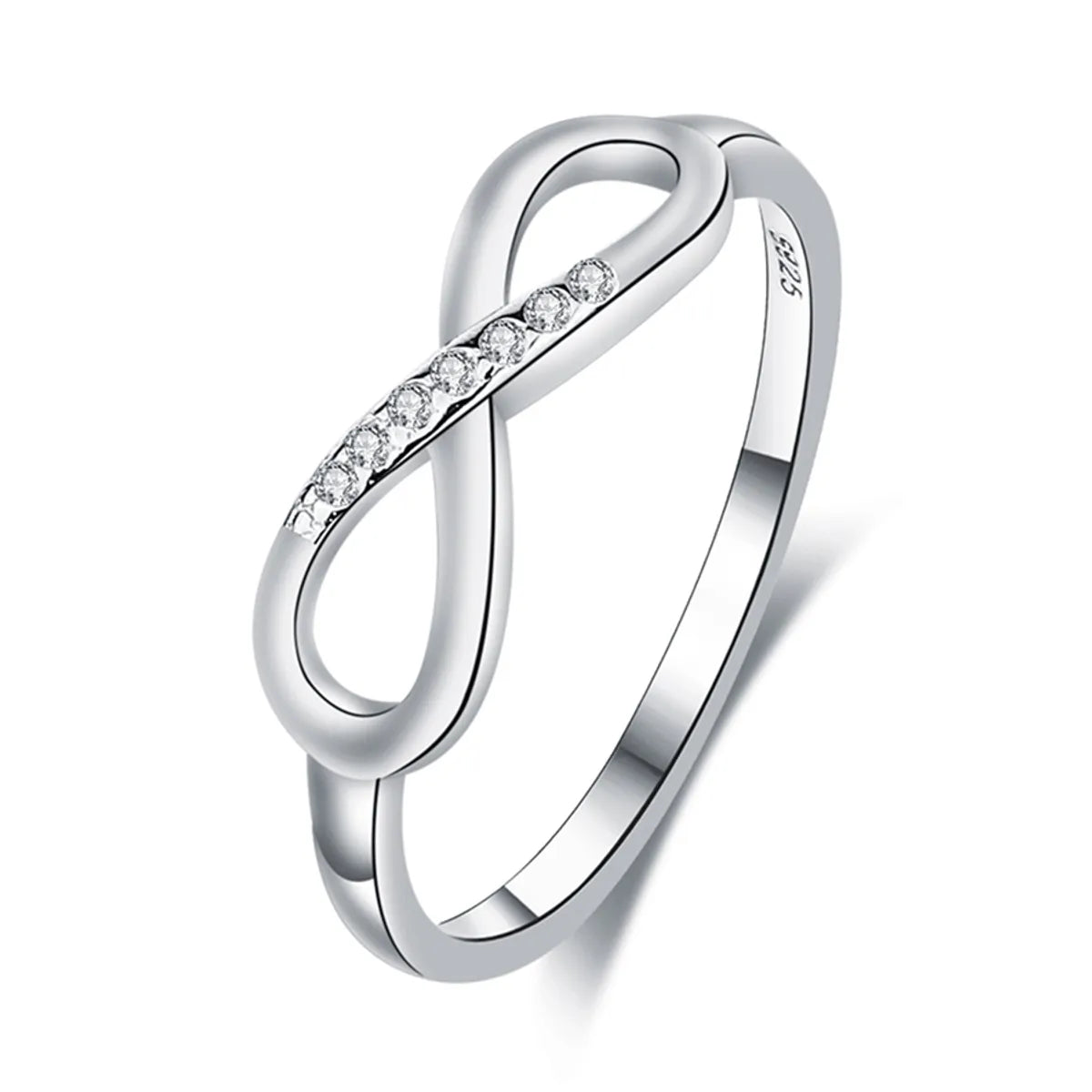 Sterling Silver Casual Classic Style Shiny Hollow Out Inlay Infinity Zircon Rings