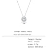 Sterling Silver Casual Hollow Out Inlay Round Zircon Pendant Necklace