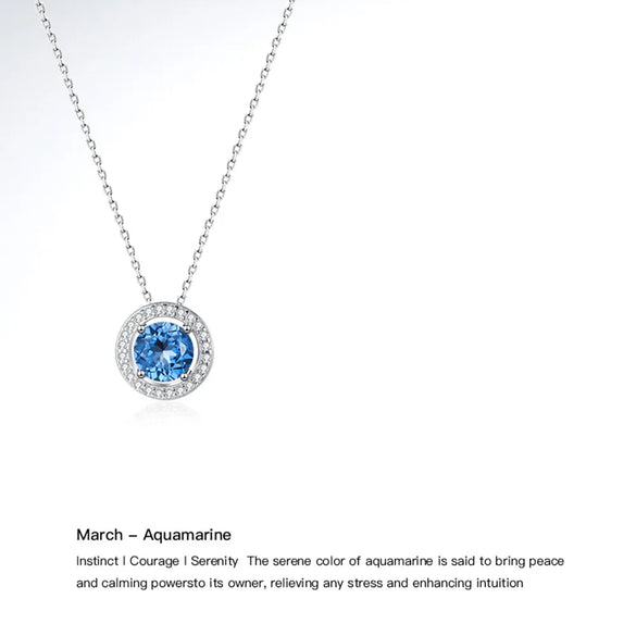 Sterling Silver Casual Hollow Out Inlay Round Zircon Pendant Necklace