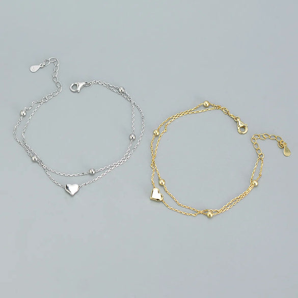 Sterling Silver Casual Simple Style Plating Heart Shape Bracelets