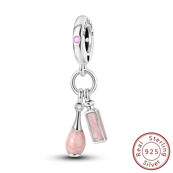 925 Sterling Silver Charm Beads Diy Accessories Bracelet With Coffee Cup Champagne Bicycle Perfume Charms And Dripping Oil Processing