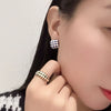 925 Sterling Silver Checkerboard Earrings For Women Minimalist Elegant Electroplated Daily Wear Stud Earrings