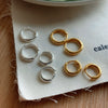 Sterling Silver Circle Earrings Set With Pearls Geometric Style