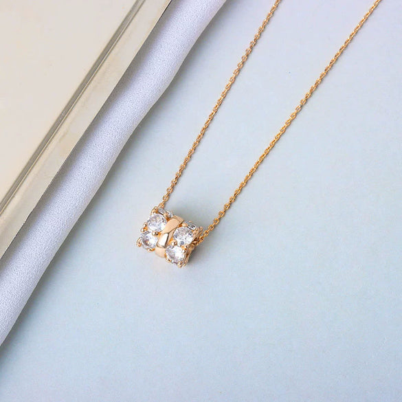 925 Sterling Silver Clavicle Necklace With Paved Six Pointed Star Three Ring Pendant Electroplated Cross Chain For Women
