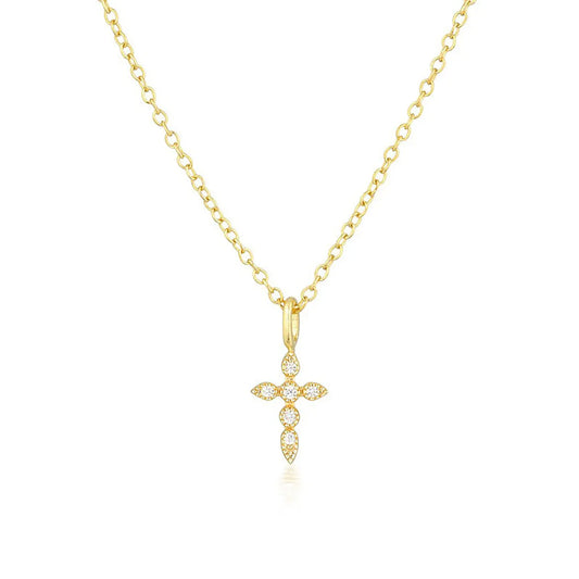 Sterling Silver Copper Elegant Cross Plating Pendant Necklace