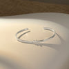 Sterling Silver Couple Open Bracelet With Retro Pledge Design And Electroplated Finish