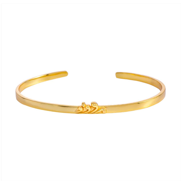 Sterling Silver Couple Open Bracelet With Retro Pledge Design And Electroplated Finish