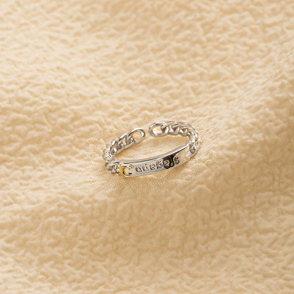 Sterling Silver Couple Ring With Electroplated Finish Simple Sun And Moon Design Adjustable Open Band