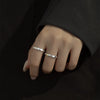 Sterling Silver Couple Ring With Electroplated Finish Simple Sun And Moon Design Adjustable Open Band