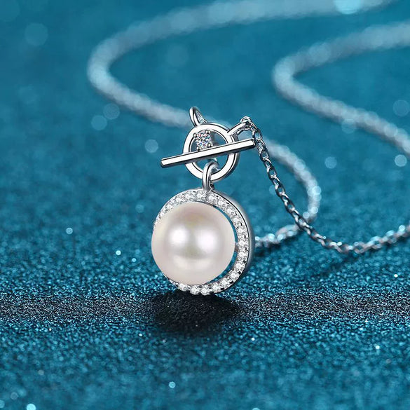 925 Sterling Silver Cross Chain Necklace With Flawless Freshwater Pearl And Moissanite Electroplated Clavicle Necklace For Women
