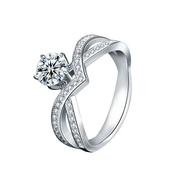 925 Sterling Silver Crown Diamond Ring With Micro Inlay For Women