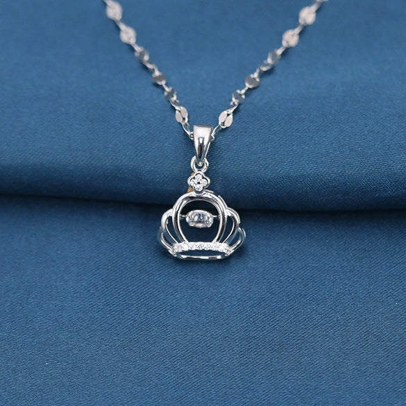 925 Sterling Silver Crown Pendant Necklace Electroplated Light Luxury Clavicle Chain For Women