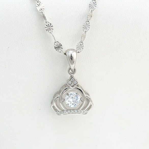 925 Sterling Silver Crown Pendant Necklace Electroplated Light Luxury Clavicle Chain For Women