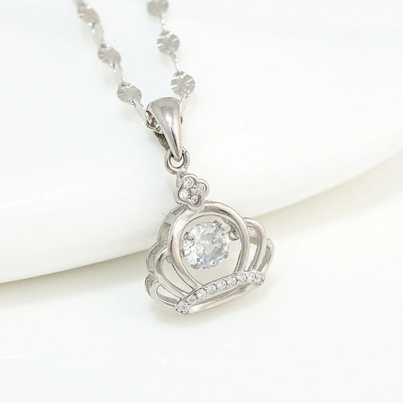 925 Sterling Silver Crown Pendant Necklace Electroplated Light Luxury Clavicle Chain For Women