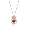 925 Sterling Silver Crown Pendant Necklace With Love Projection Memory Design Electroplated Cross Chain Clavicle Necklace