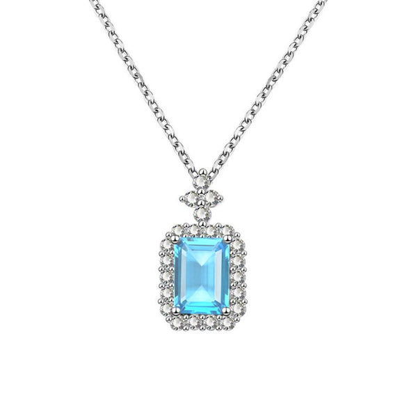 Sterling Silver Crown Pendant Necklace With Topaz Accent Electroplated Geometric Cross Chain Jewelry