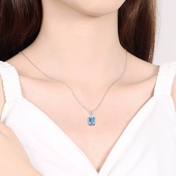 Sterling Silver Crown Pendant Necklace With Topaz Accent Electroplated Geometric Cross Chain Jewelry