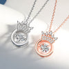 Sterling Silver Crown Pendant Necklace With Zircon Heart Design Electroplated Cross Chain Fashion Jewelry