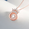 Sterling Silver Crown Pendant Necklace With Zircon Heart Design Electroplated Cross Chain Fashion Jewelry