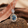 Sterling Silver Crystal Geometric Amethyst Pendant Collarbone Necklace Set With Gemstones Unisex