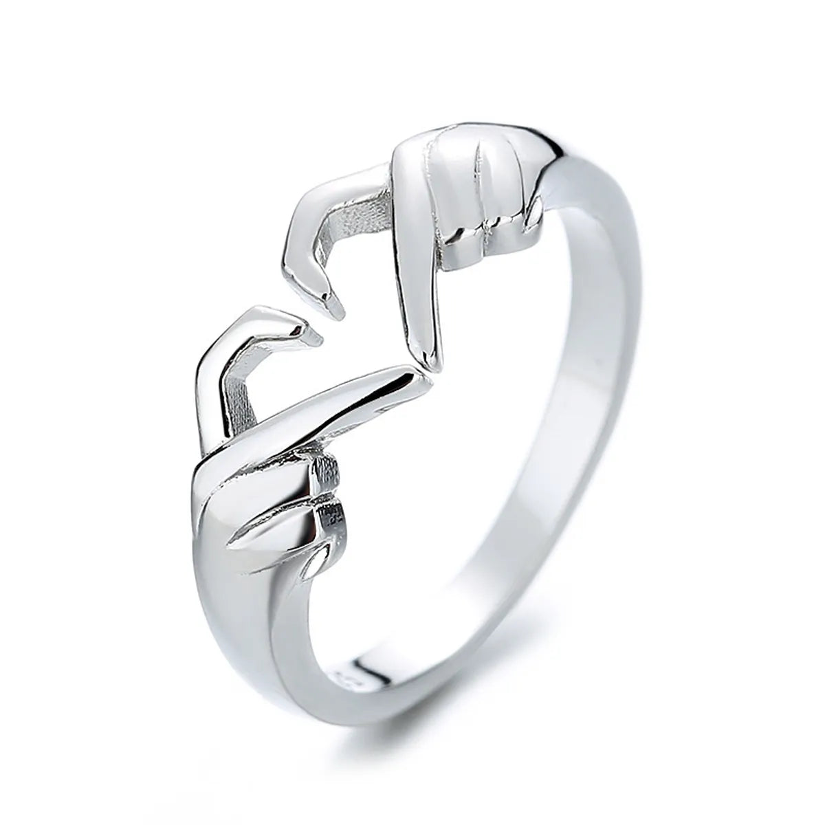 Sterling Silver Cute Gesture Heart Shape Plating Rings