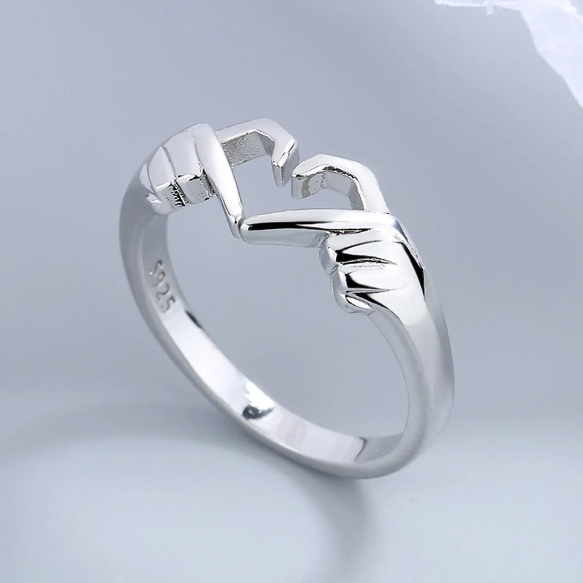 Sterling Silver Cute Gesture Heart Shape Plating Rings