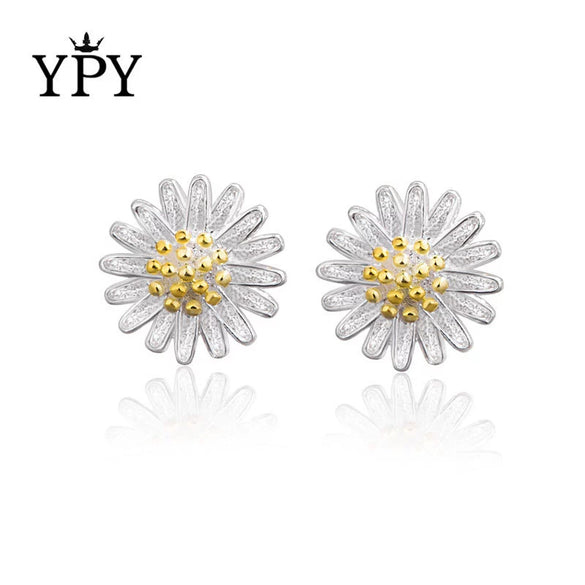925 Sterling Silver Daisy Flower Earrings For Women Electroplated Floral Fashion Jewelry Wholesale