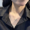 Sterling Silver 925 Diamond Geometric Butterfly Necklace For Women