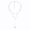 925 Sterling Silver Double Layer Stacked Geometric Round Zircon Long Necklace With High End Sense