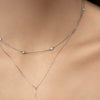 925 Sterling Silver Double Layer Stacked Y Shaped Geometric Long Chain Necklace