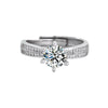 Sterling Silver Double Row Zircon Crown Ring With Six Claw Setting And Adjustable Open Design Simulated Diamond Geometric Jewelry