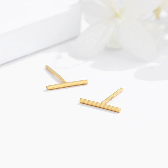 Sterling Silver Drop Earrings With Electroplated Finish Geometric Fairy Style Ear Studs For Women And Men