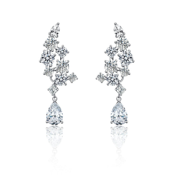 Sterling Silver Drop Shape Geometric Earrings For Women With Electroplating