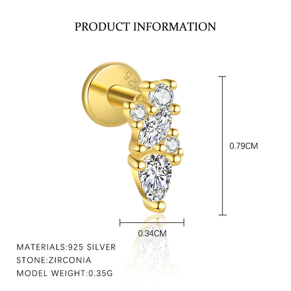 Sterling Silver Drop Shape Zircon Earrings Women's Minimalist Light Luxury