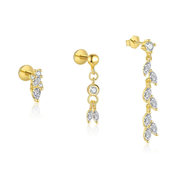 Sterling Silver Drop Shape Zircon Earrings Women's Minimalist Light Luxury