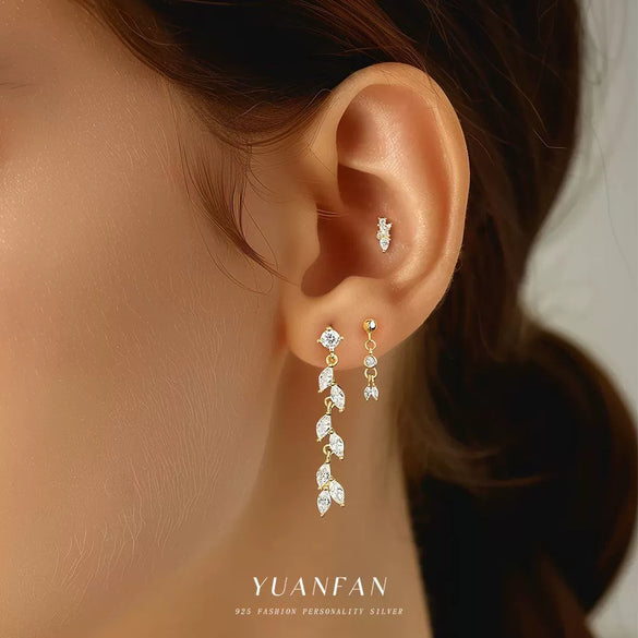 Sterling Silver Drop Shape Zircon Earrings Women's Minimalist Light Luxury