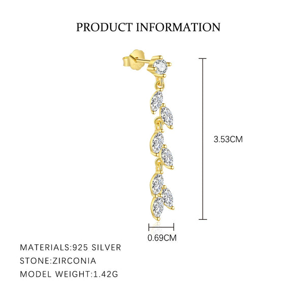 Sterling Silver Drop Shape Zircon Earrings Women's Minimalist Light Luxury