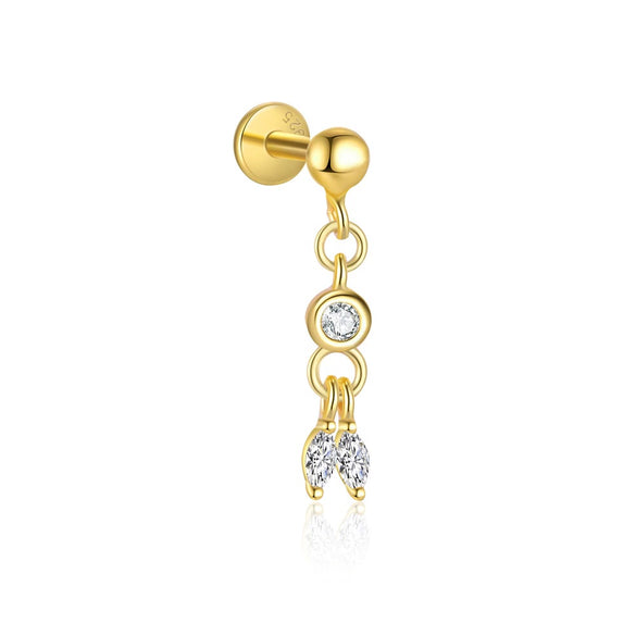 Sterling Silver Drop Shape Zircon Earrings Women's Minimalist Light Luxury