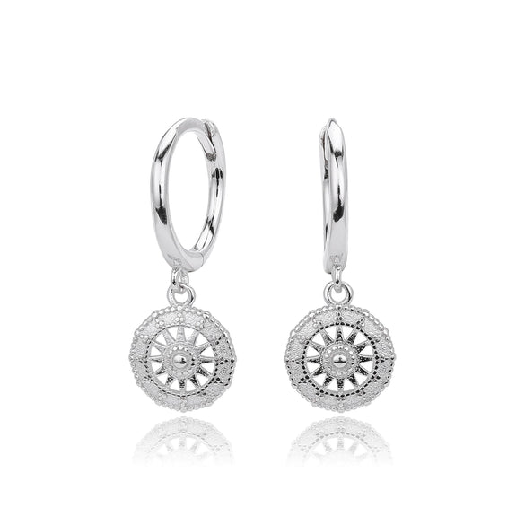 Sterling Silver Ear Buckle Wheel Design Electroplated Women's Earrings