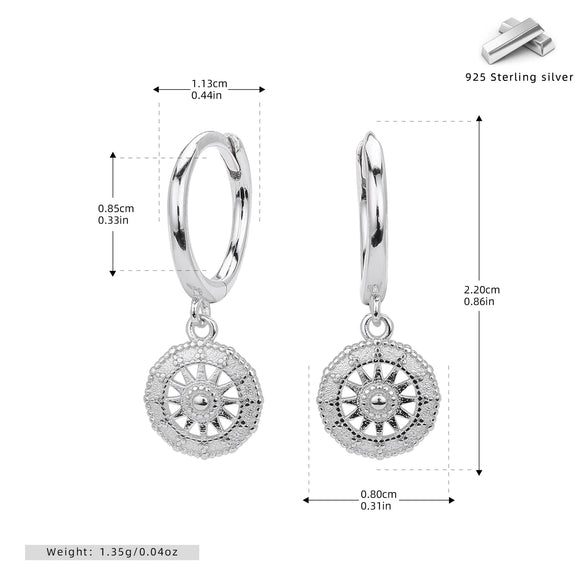 Sterling Silver Ear Buckle Wheel Design Electroplated Women's Earrings