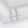 Sterling Silver Earrings With Cross Micro Inlaid Zircon Letter And Number Pattern For Women