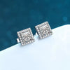 925 Sterling Silver Electroplated Geometric Flower Earrings With Four Claw Micro Inlaid Special Shaped Stone Design