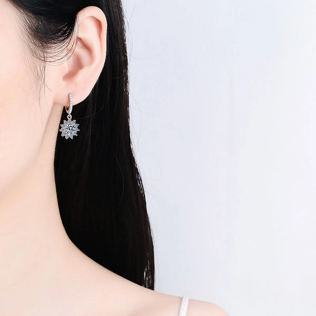 Sterling Silver Elegant Flower Gra Plating Drop Earrings