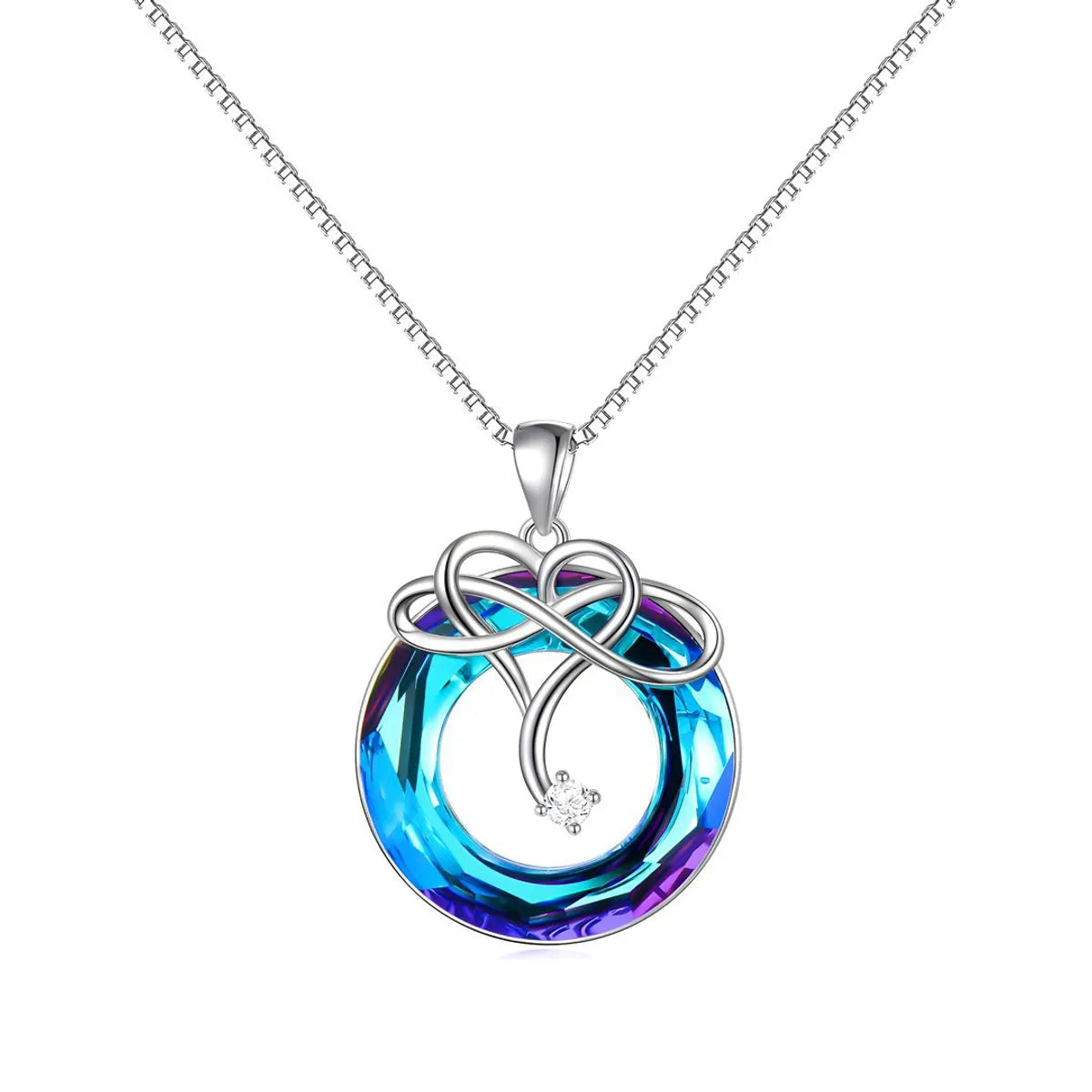 Sterling Silver Elegant Geometric Circle Heart Shape Plating Pendant Necklace