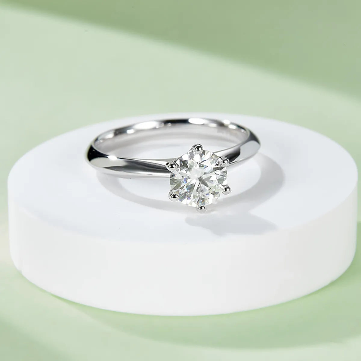 Sterling Silver Elegant GRA Certificate Plating Inlay Round Lab-Grown Diamonds Moissanite Rings