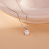 Sterling Silver Elegant Inlay Water Droplets Pearl Pendant Necklace