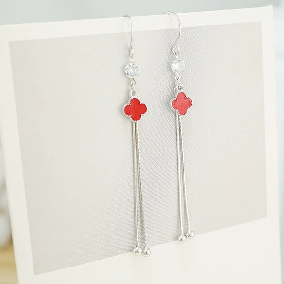 Sterling Silver Elegant Long Tassel Ear Line Earrings With Star Pattern For Women Slimming Style